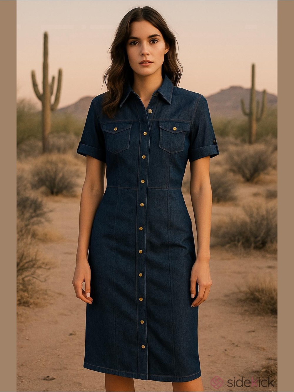 Shelby & Palmer Dark Indigo Denim Shirt Dress 12 Boho Western Classic Staple